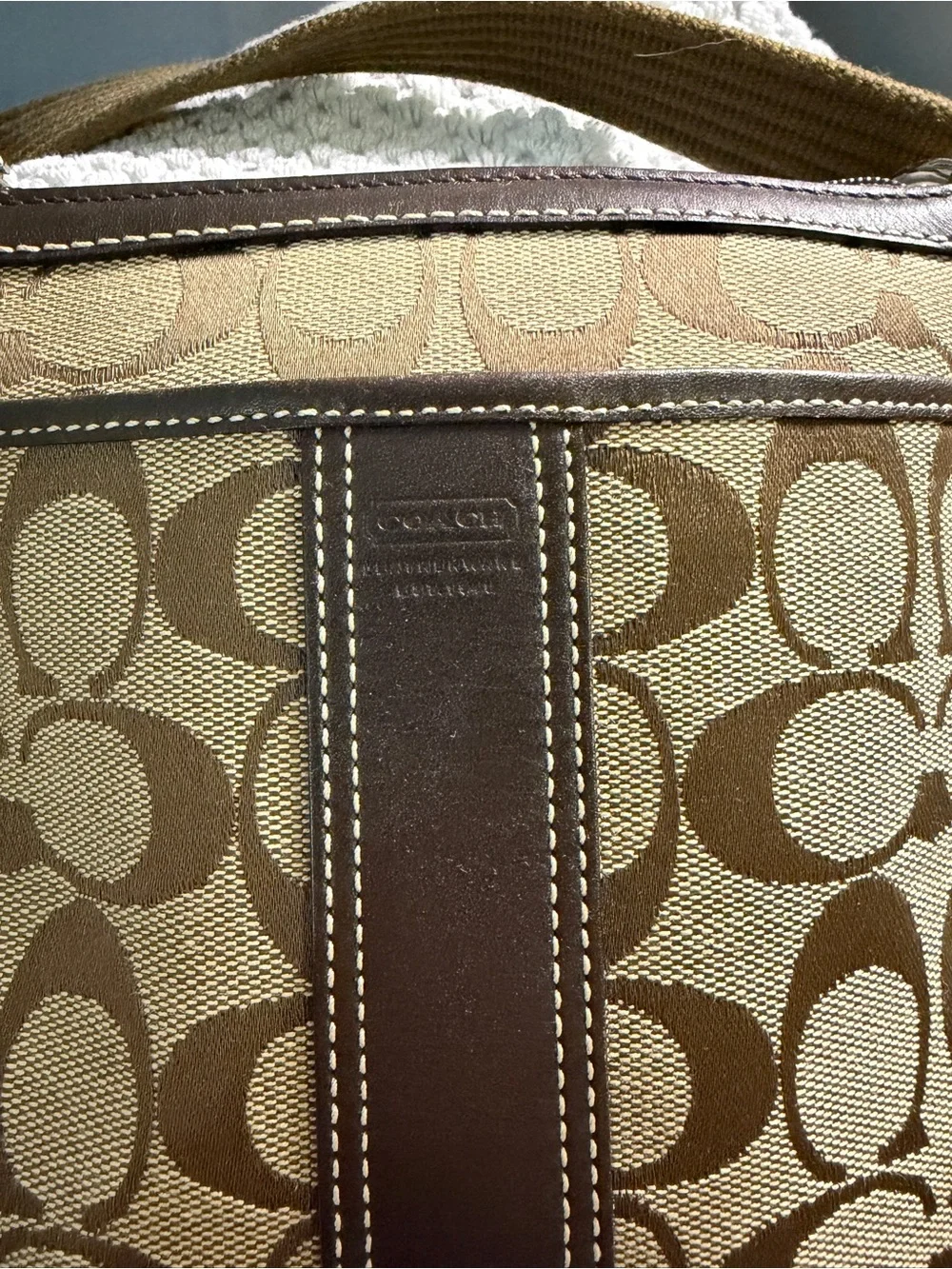 Coach Signature Canvas Messenger Bag in Tan and Brown